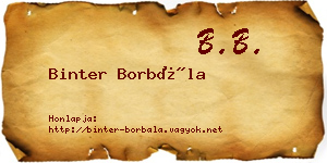 Binter Borbála névjegykártya